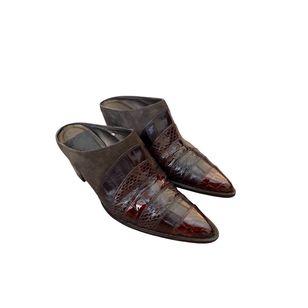 VANELi Mule Loafers Slip-On Women's 8M Womens Brown Croc Embossed Suede Paneled
